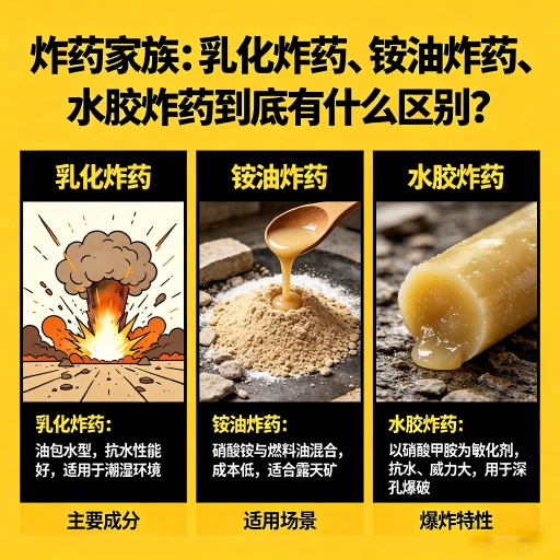 交城炸药家族：乳化炸药、铵油炸药、水胶炸药到底有什么区别？